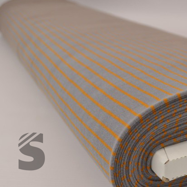 Kuschel Jersey - Streifen - # grau/gelborange