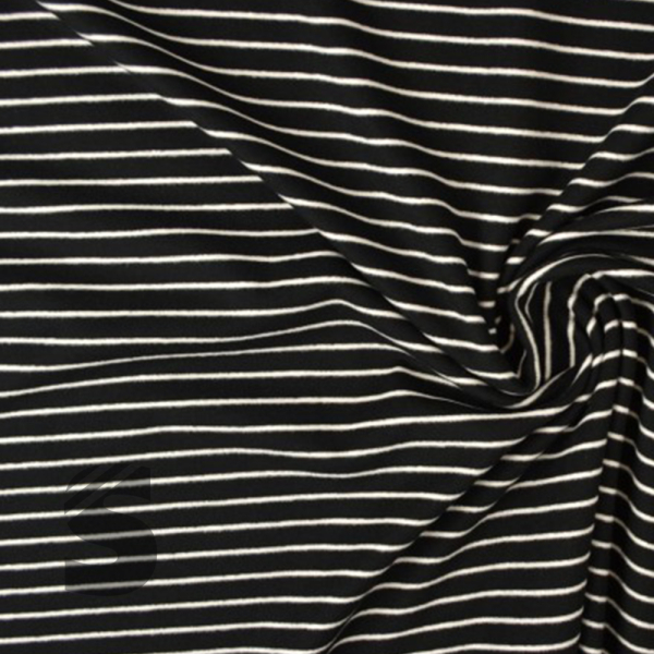 Kuschel Jersey - Streifen - # schwarz/weiss