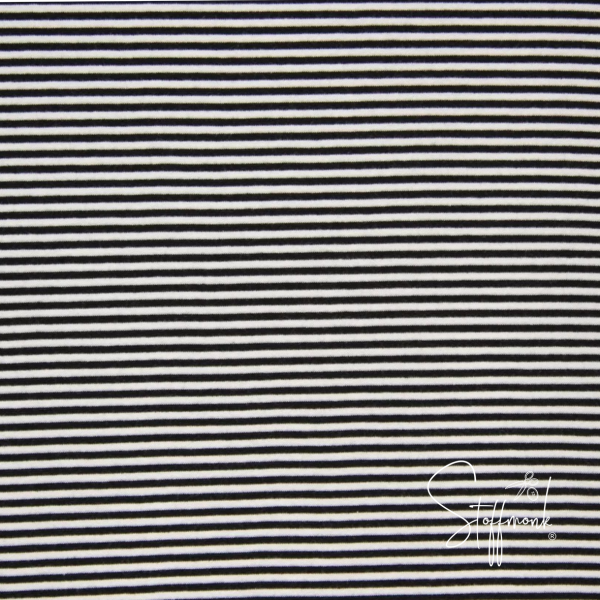 Bündchen Gestreift Schwarz/Weiß Glatt - 3mm