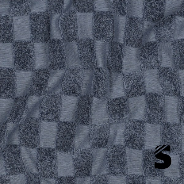 Frottee Jersey Stoff - Karos #blau