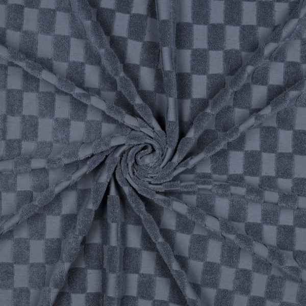 Frottee Jersey Stoff - Karos #blau