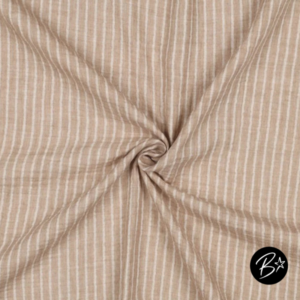 Musselin Double Gauze - Streifen #beige/weiss