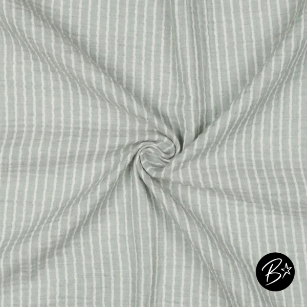 Musselin Double Gauze - Streifen #altgrün/weiss