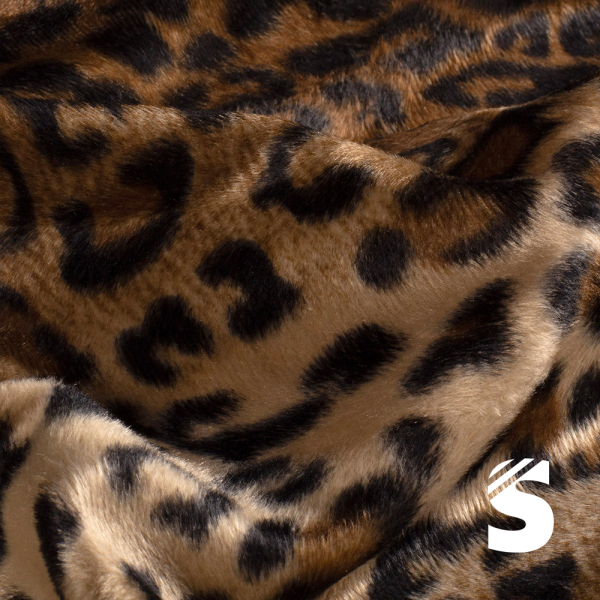 Velours Stoff bedruckt / Plüsch - Leo Panther # Braun