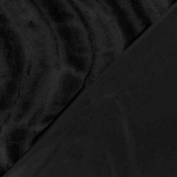 Velours Stoff Uni / Plüsch - # Schwarz - leichte Wellenoptik