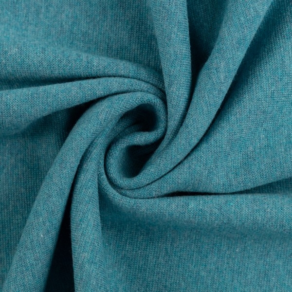 - ÜBERBREITE 100cm - Bündchen Antje melange - SCHWER - Petrol