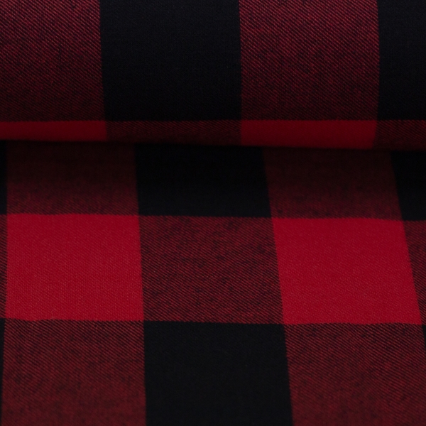 Flanell Baumwollflanell Maverick - Schwarz/Rot