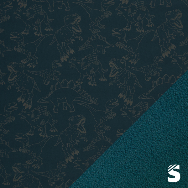 Reflektierender Softshell - Dinos  - Petrol Rückseite