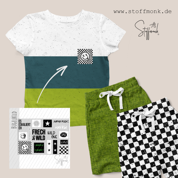 Bügelbild Bogen - 15 Labels zum Aufbügeln - #LIME Edition