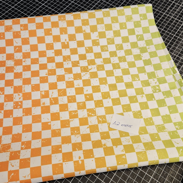 1504-11 /  1,2 Meter KaroVerlauf #orange/grün - * Badehosenstoff unelastisch*