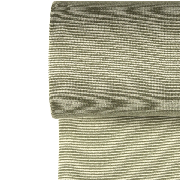 Bündchen Gestreift - Tannengrün/Weiß - Glatt 1mm
