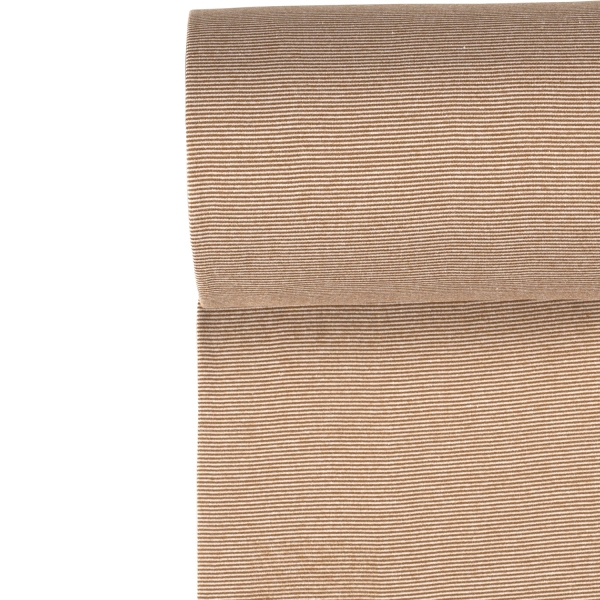 Bündchen Gestreift - Karamell/Weiß - Glatt 1mm