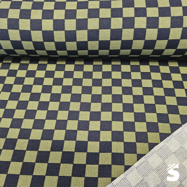 Waffelstrick Jersey - Karo #army/schwarz