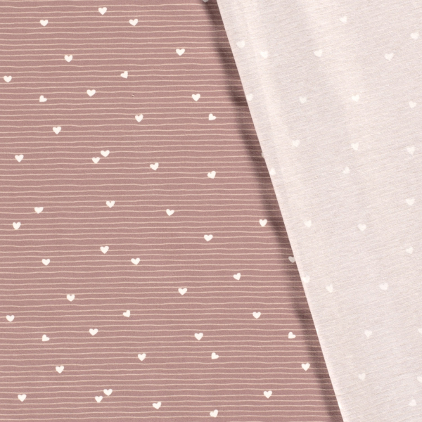 Baumwoll Jersey - Herzen Lines #altrosa