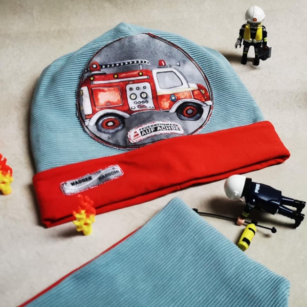 Patch / Aufnäher  - "Feuerwehrauto" Eckig