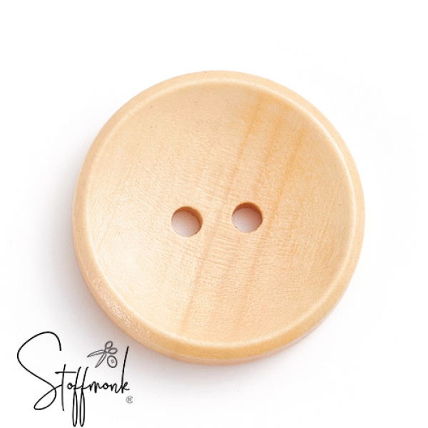 Holz Knopf  - Natur lackiert - 25 mm - 2 Stück -