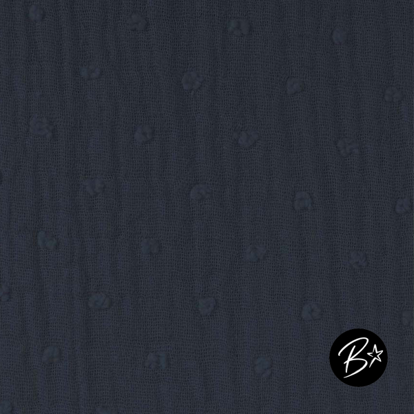 Musselin Double Gauze - (gewebte Dots) - #Dunkelblau