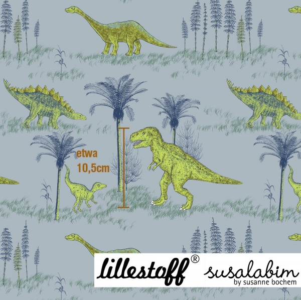Dinowelt - grau / grün - BIO Jersey von lillestoff -