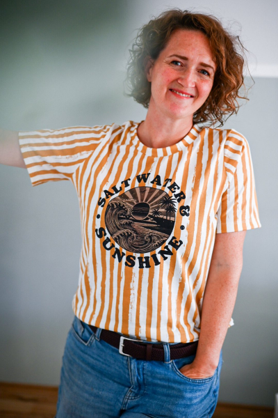 Bügelbild - "SALTWATER" - Rund #schwarz/braun