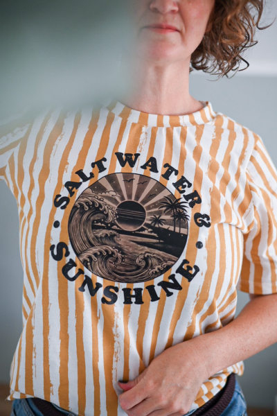 Bügelbild - "SALTWATER" - Rund #schwarz/braun