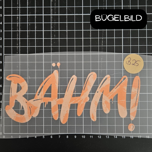 Bügelbild - B25 - BÄHM! #Koralle strokes - ca.17cm - 4€