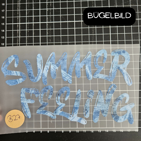 Bügelbild - B27 - Summer Feeling #strokes hellblau - ca.18cm - 4€