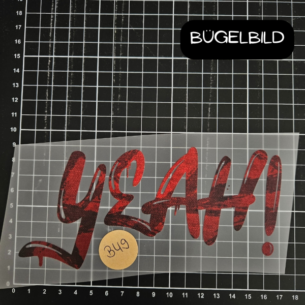 Bügelbild - B49 - YEAH! #strokes rot - ca.17cm - 4€