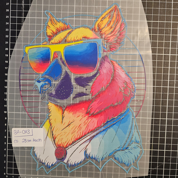 BA-013 - Bügelbild - "Neon Hund" - ca. 25cm  -  6 €