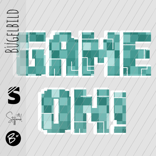 Bügelbild - " GAME ON! " PIXEL #türkis
