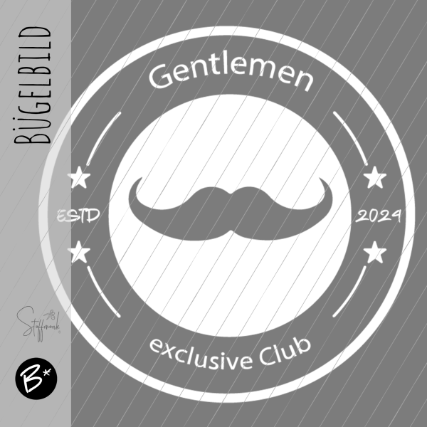 Bügelbild - " Gentlemen - WEISS " Größe nach Auswahl