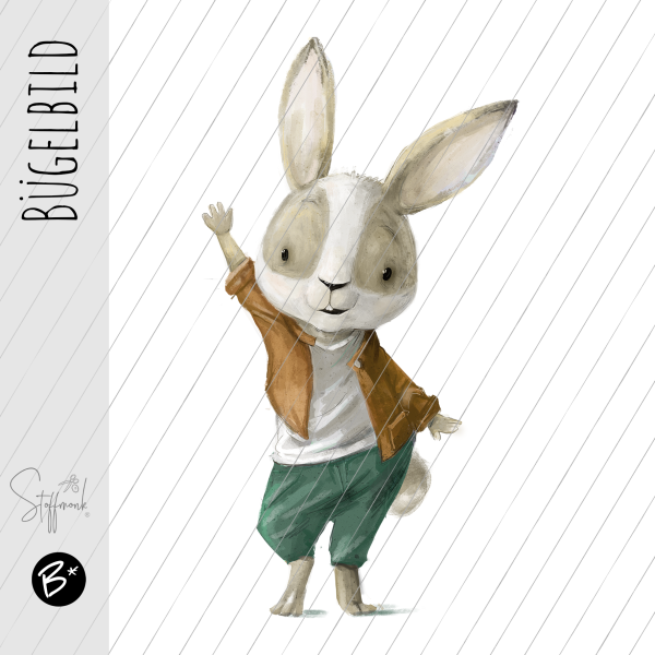 Bügelbild - " Hase - ocker "