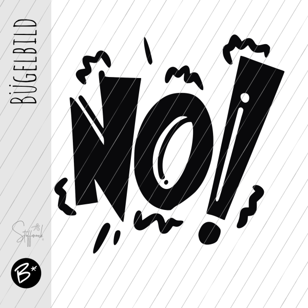 Bügelbild - " NO ! " - schwarz