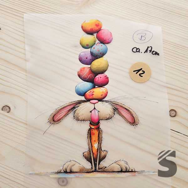 Bügelbild B-WARE! - längste Seite ca. 17cm   - #BB_R 12 - Hase bunt