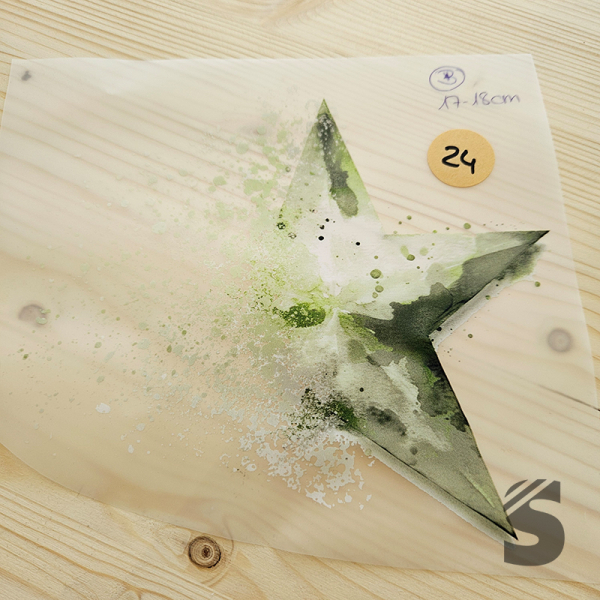 Bügelbild B-WARE! - längste Seite ca. 18cm   - #BB_R 24 - Stern grün