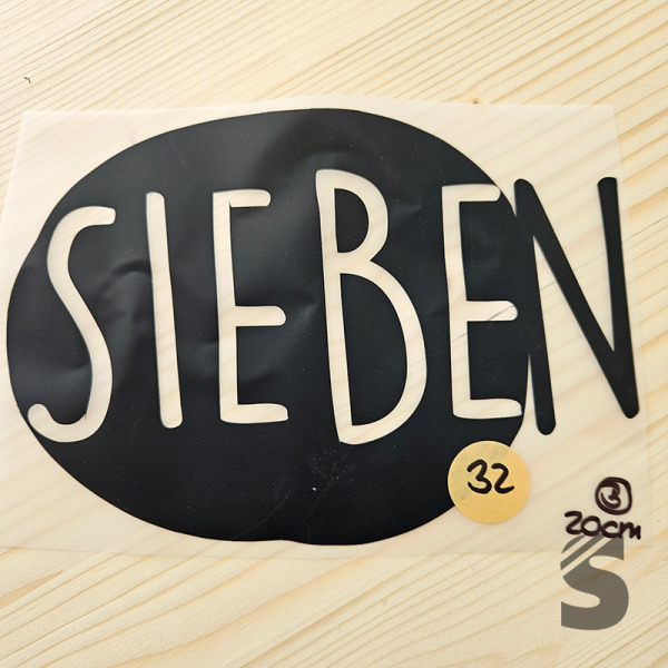 Bügelbild B-WARE! - längste Seite ca. 20cm   - #BB_R 32 - Button SIEBEN