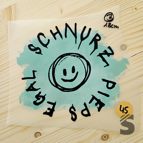 Bügelbild B-WARE! - längste Seite ca. 18cm   - #BB_R 45 - SCHNURZ PIEPS EGAL - #pastell türkis