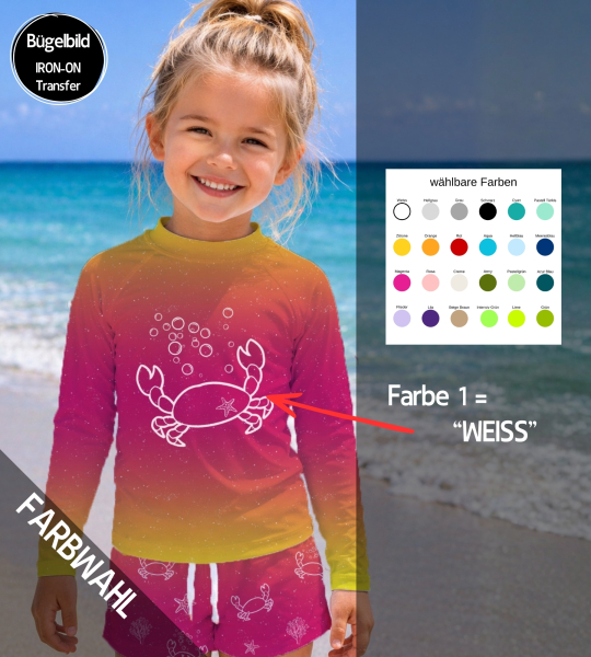 Bügelbild "KRABBE" - Farben & Größe frei wählbar