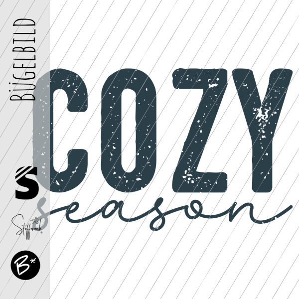 Bügelbild -  " COZY season #blau Konfetti "