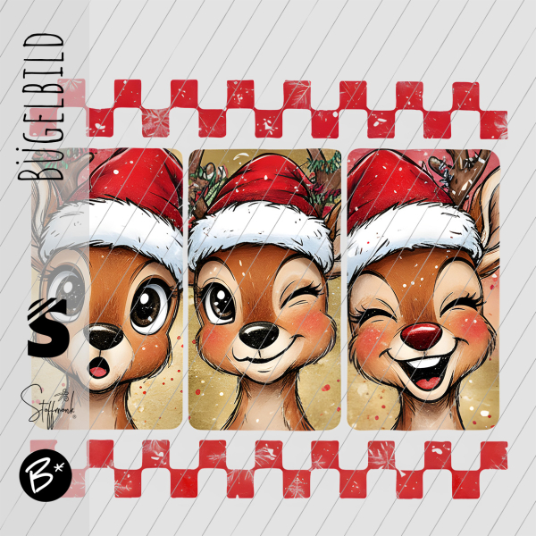 Bügelbild -  " 3er Reh Karo "