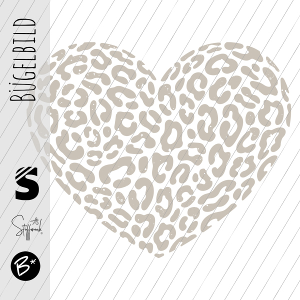 Bügelbild -  " Herz - Leo Konfetti # beige "