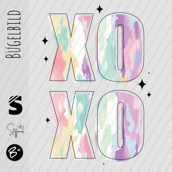 Bügelbild - "XOXO - Pastelfarben"