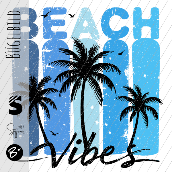 Bügelbild - " Beach Vibes Palmen " #Blau