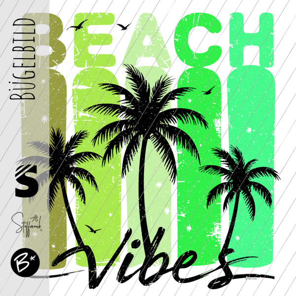 Bügelbild - " Beach Vibes Palmen " #Grün