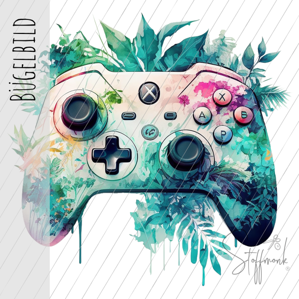 Bügelbild - " Controller - mint "