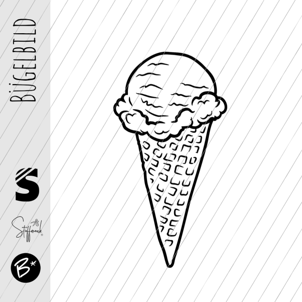 Bügelbild - " Eistüte " - #schwarz