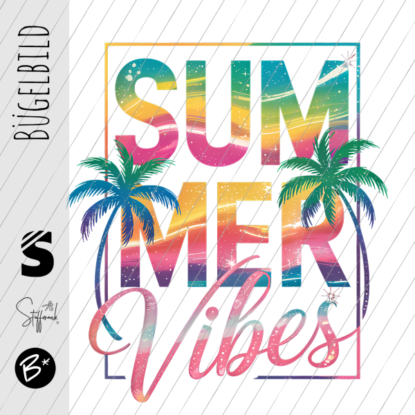 Bügelbild - "Summer Vibes - #Regenbogen (Rechteck)