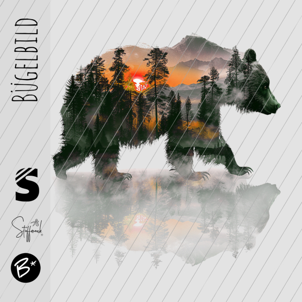 Bügelbild -  " Wood Bear " - Orange