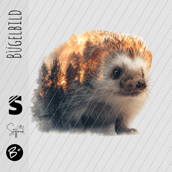 Bügelbild -  " Wood Igel " - Orange