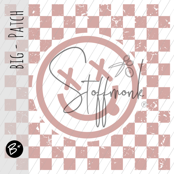 BIG Patch - Smilie - Karo Rosa