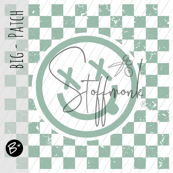 BIG Patch - Smilie - Karo mintgrün